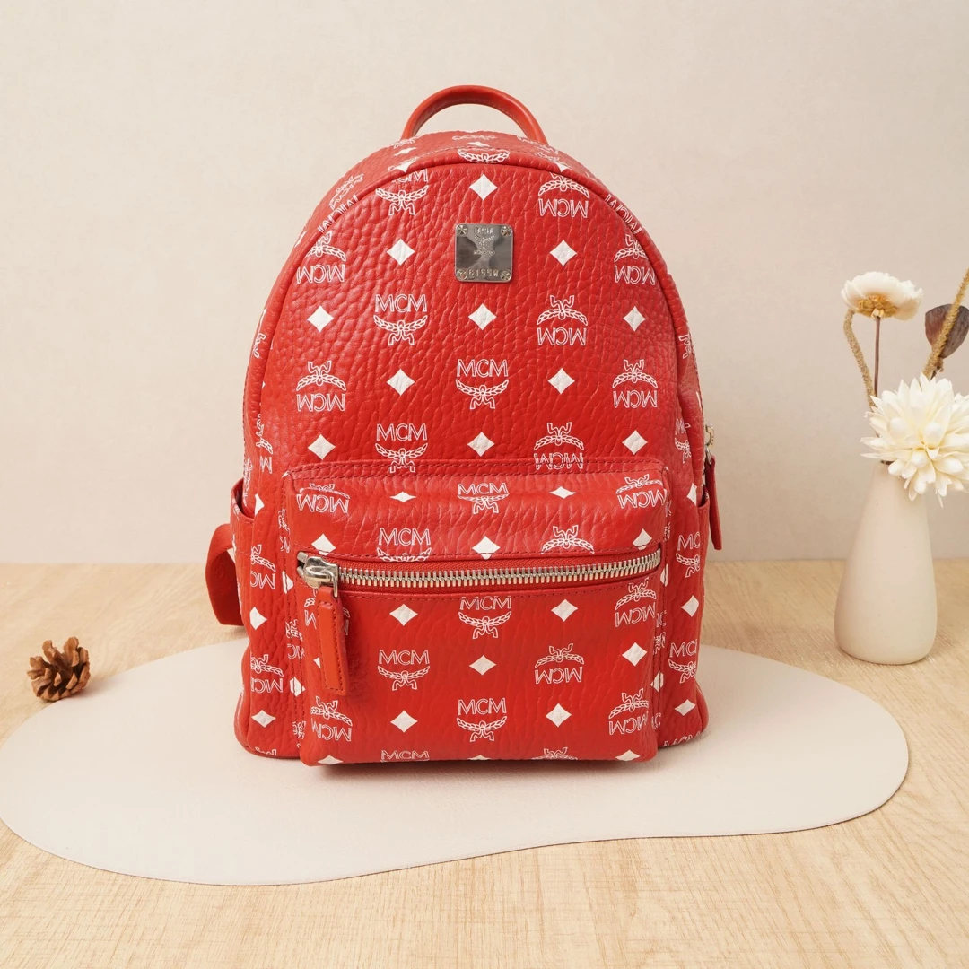 95新 MCM MCM双肩包中号红色DS023638
