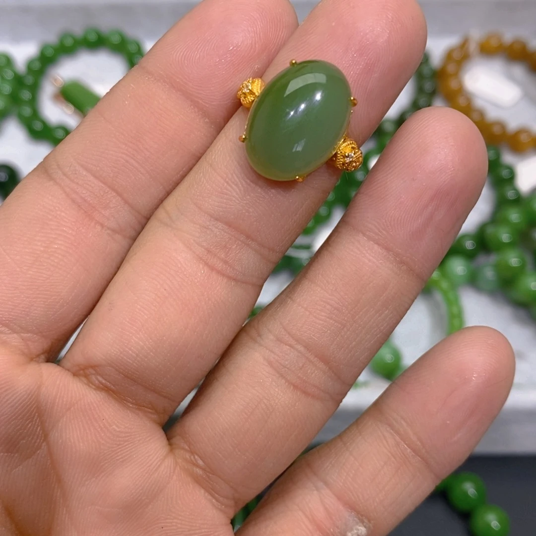 和田玉（碧玉）手链银S925镶嵌