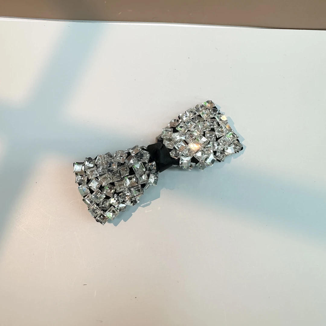 L480夕洛银色蝴蝶结鸭夹民族风日韩原创设计发夹鲨鱼夹优雅简约