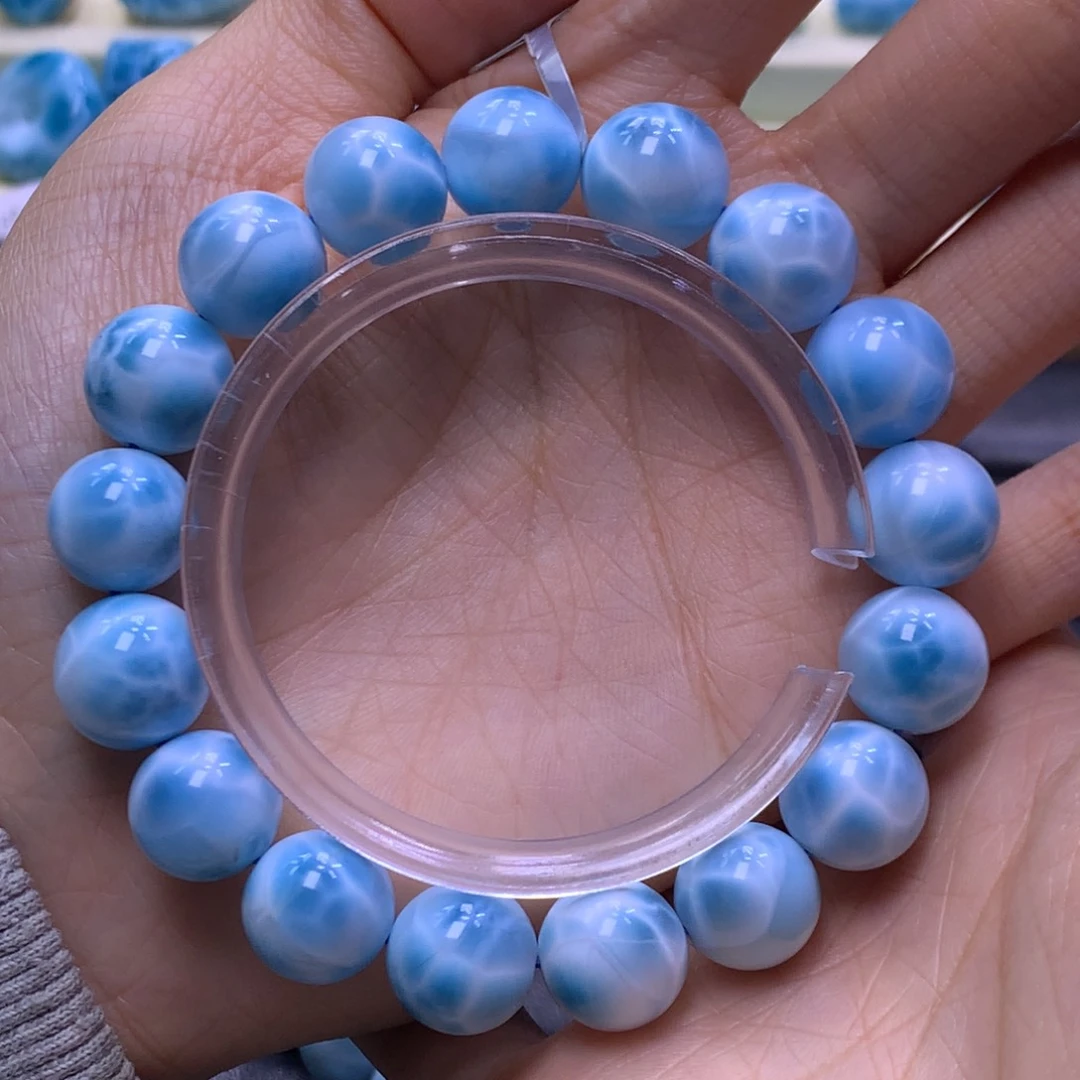针钠钙石（海纹石）未镶嵌手链精品满纹12mm手串色差略异