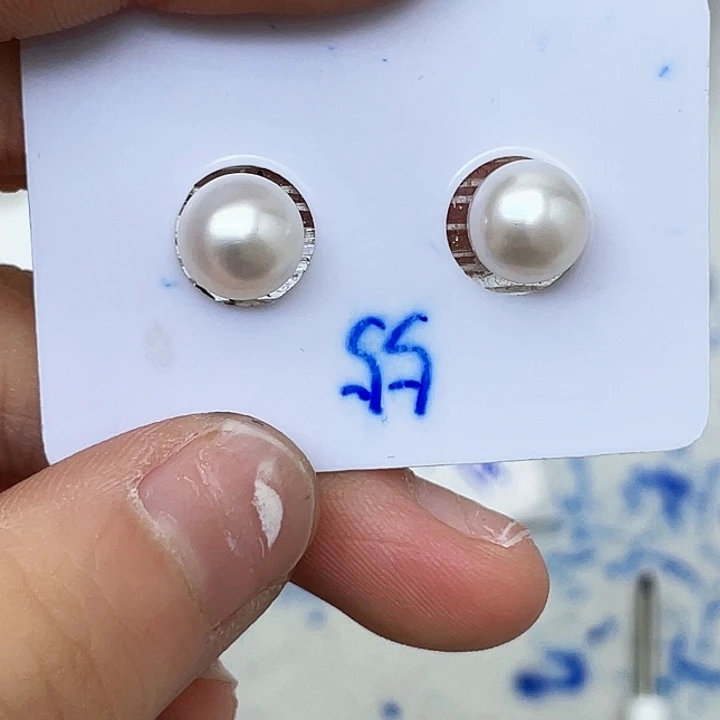 淡水珍珠耳饰银S925镶嵌C***?