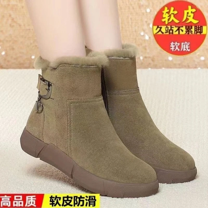 橡胶2024短靴雪地靴棉鞋新款保暖东北冬季厚底皮毛一体防滑
