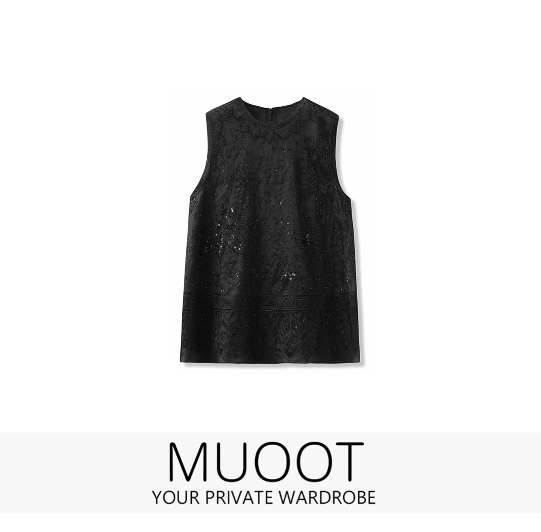 Eio 25春夏新中式百搭无袖圆领气质上衣马甲116E052911