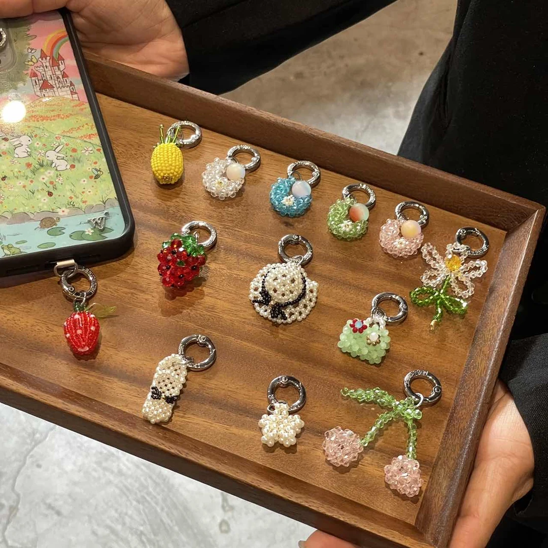 LEEUDESIGN手机挂件手机链挂饰包挂链配饰小挂链mini菠萝熊编织