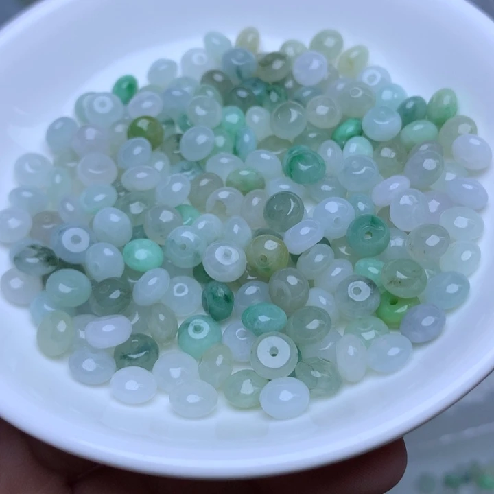 散珠翡翠卡4乘6.5冰三彩鼓珠30个