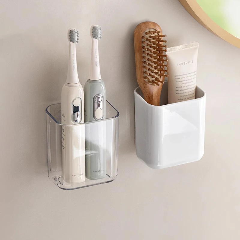 墙上梳子牙膏置物架卫生间浴室免打孔收纳盒家用收纳架剃须刀架子