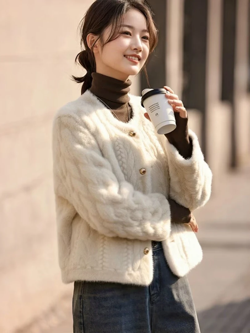 短款女冬季小香风毛茸茸短外套时尚ins洋气气质皮毛一体毛绒外套