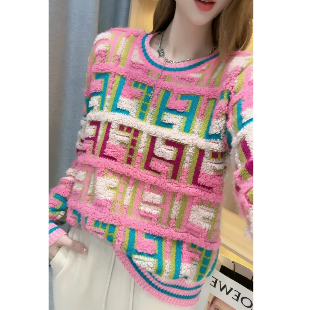 JL【F字母渐变提花】新款百搭针织时尚秋冬羊毛衫-W