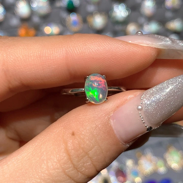 欧泊戒指h银S925镶嵌福利