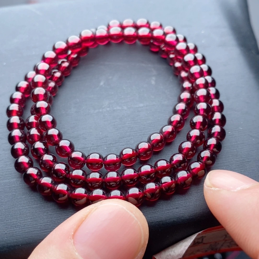 1***1手链石榴石未镶嵌天然保真正红色专柜大漏