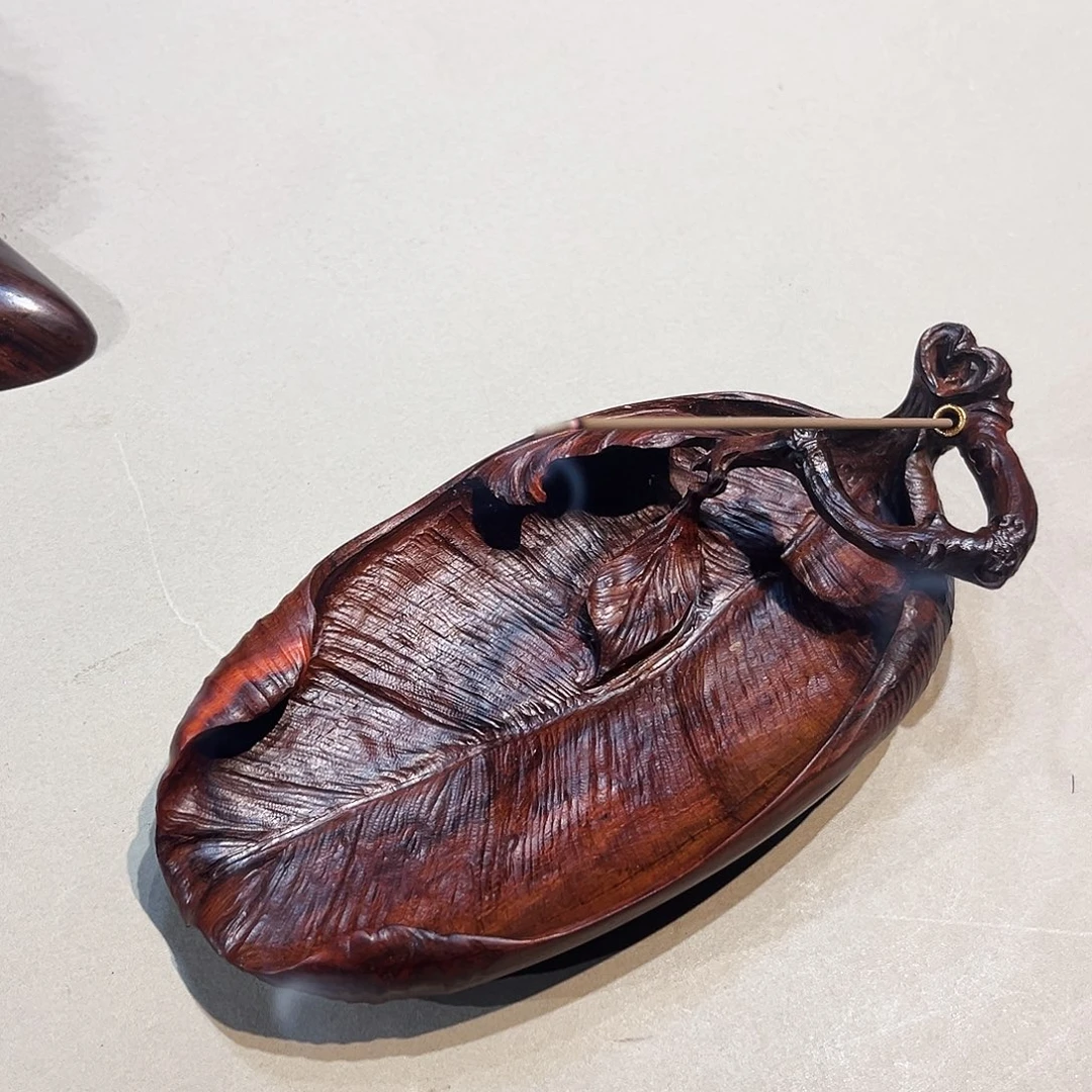 大红酸枝大红酸枝手工雕刻线香插茶室