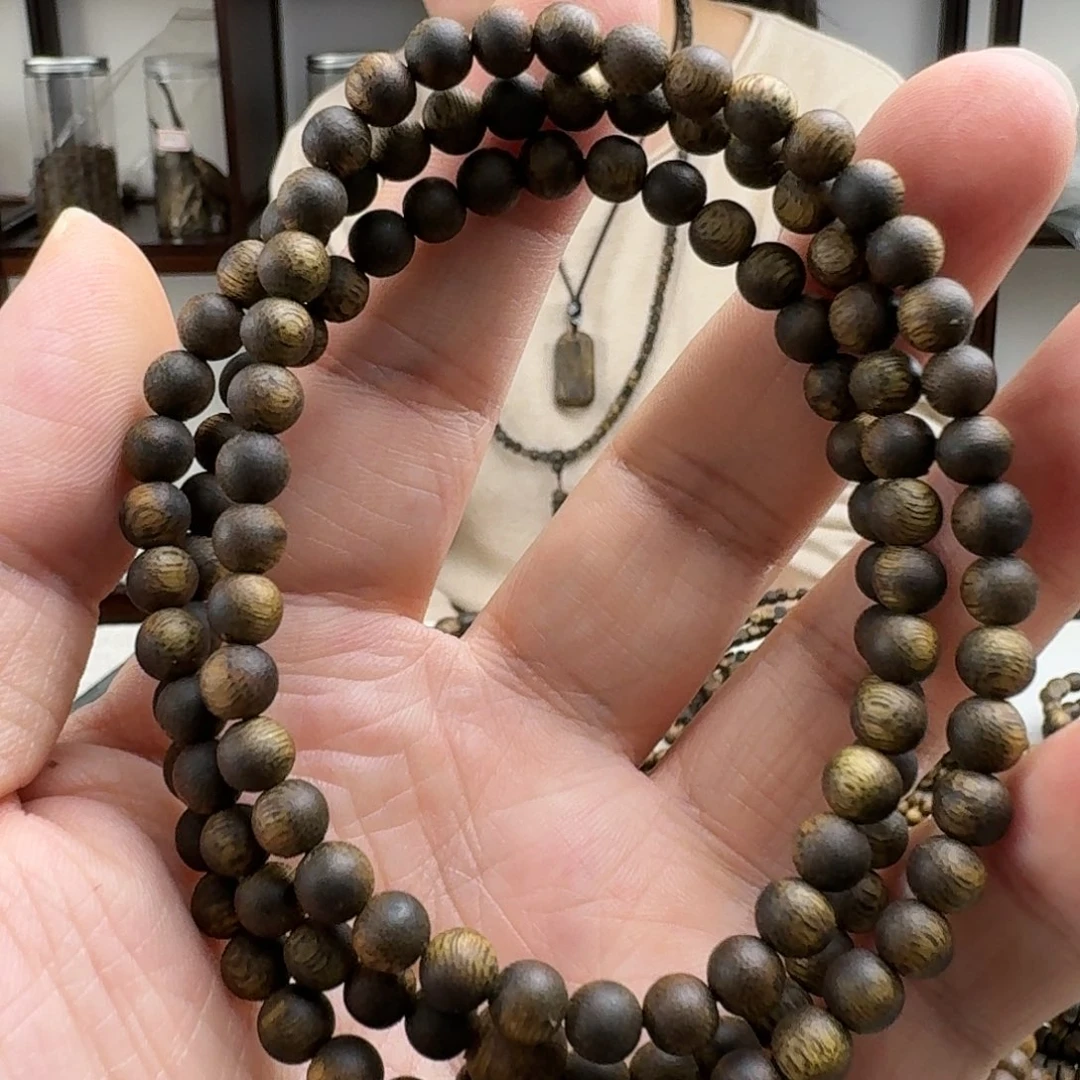 沉香手串大**安奇楠圆珠多圈6MM多样性发一