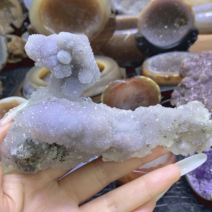未镶嵌珠宝半成品水晶紫啵啵小狗摆件