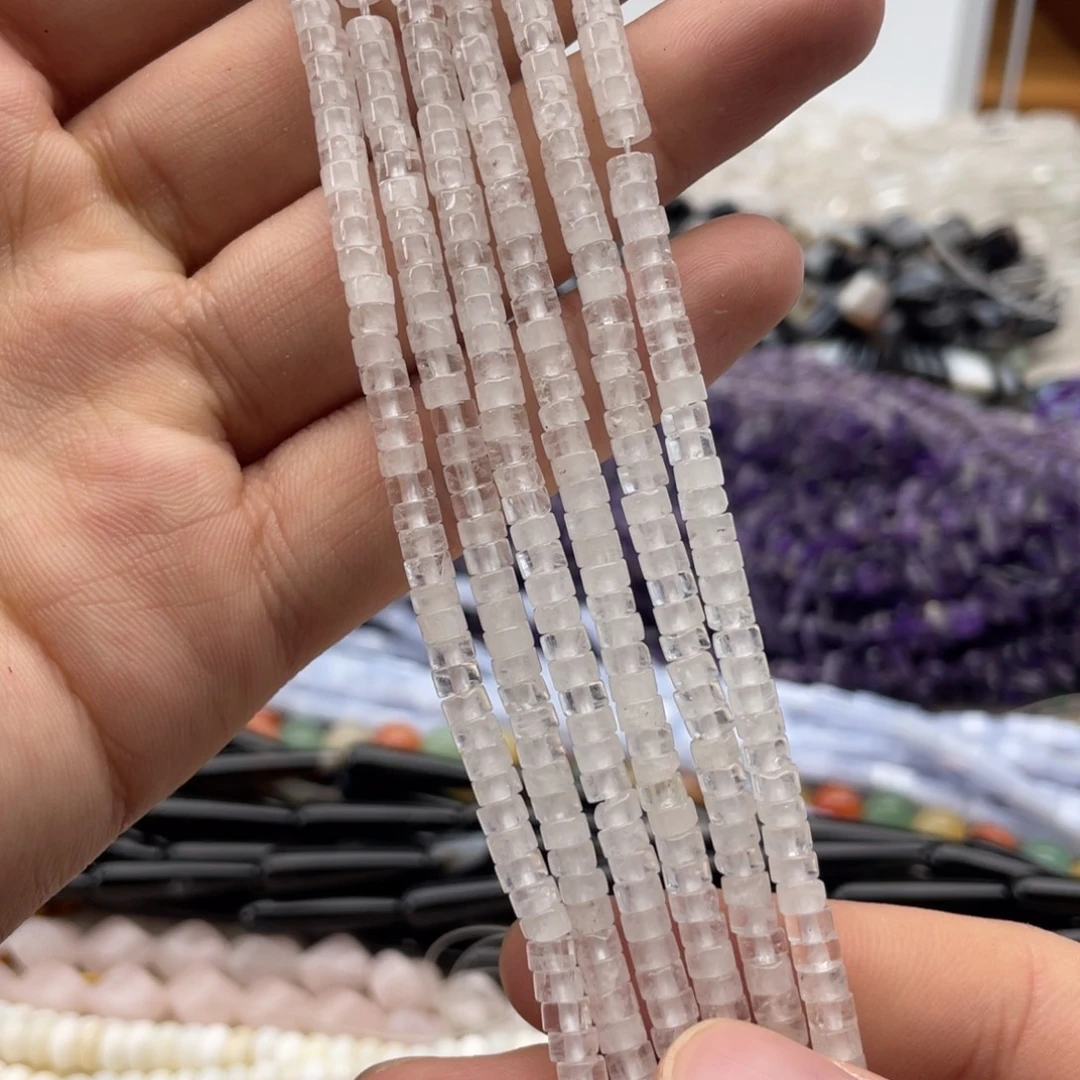 未镶嵌玛瑙/玉髓珠宝半成品一条装卡4mm白水直切隔片