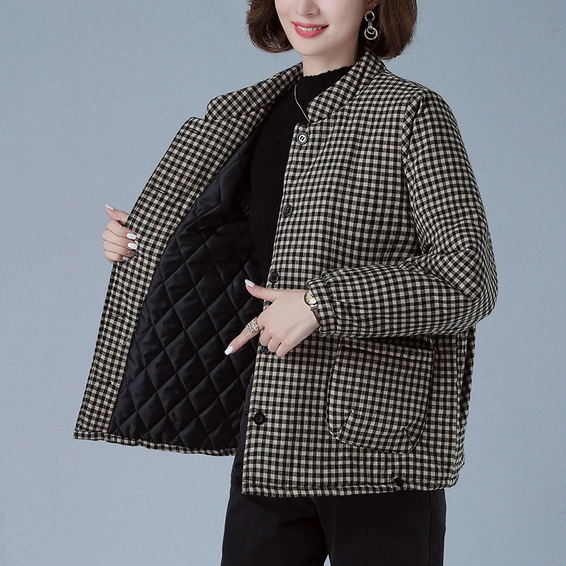 高品质千鸟格经典薄款棉服外套超级好穿版型好看