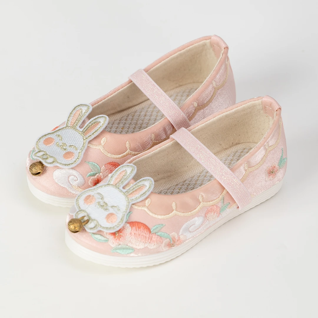 萌乎【喵喵兔】汉服鞋子女童春秋款古风古装鞋绣花鞋-100143