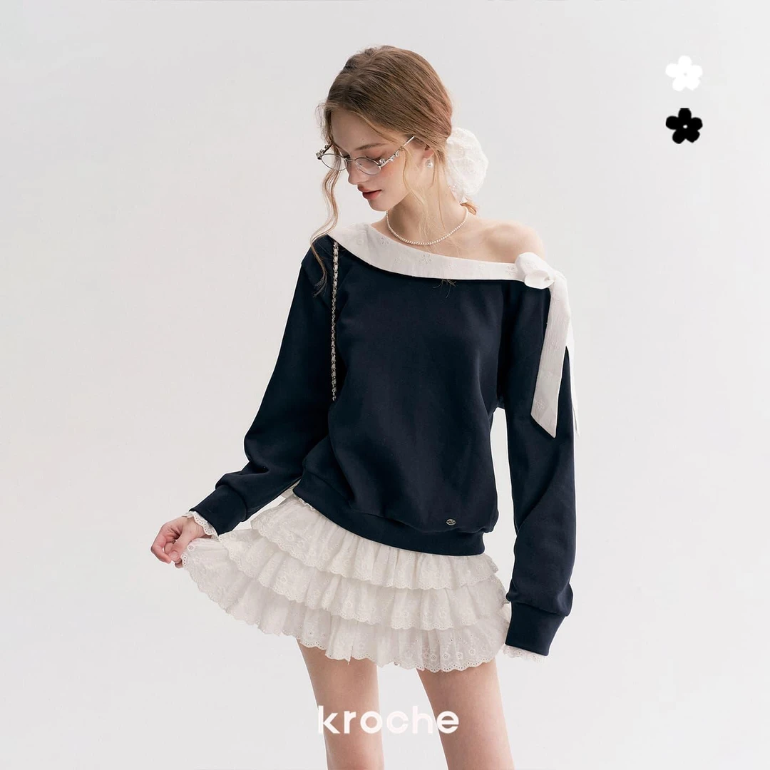 【美娇粉丝专属】Kroche 25aw 打揽腰头 蕾丝波浪花边蓬蓬蛋糕短裙