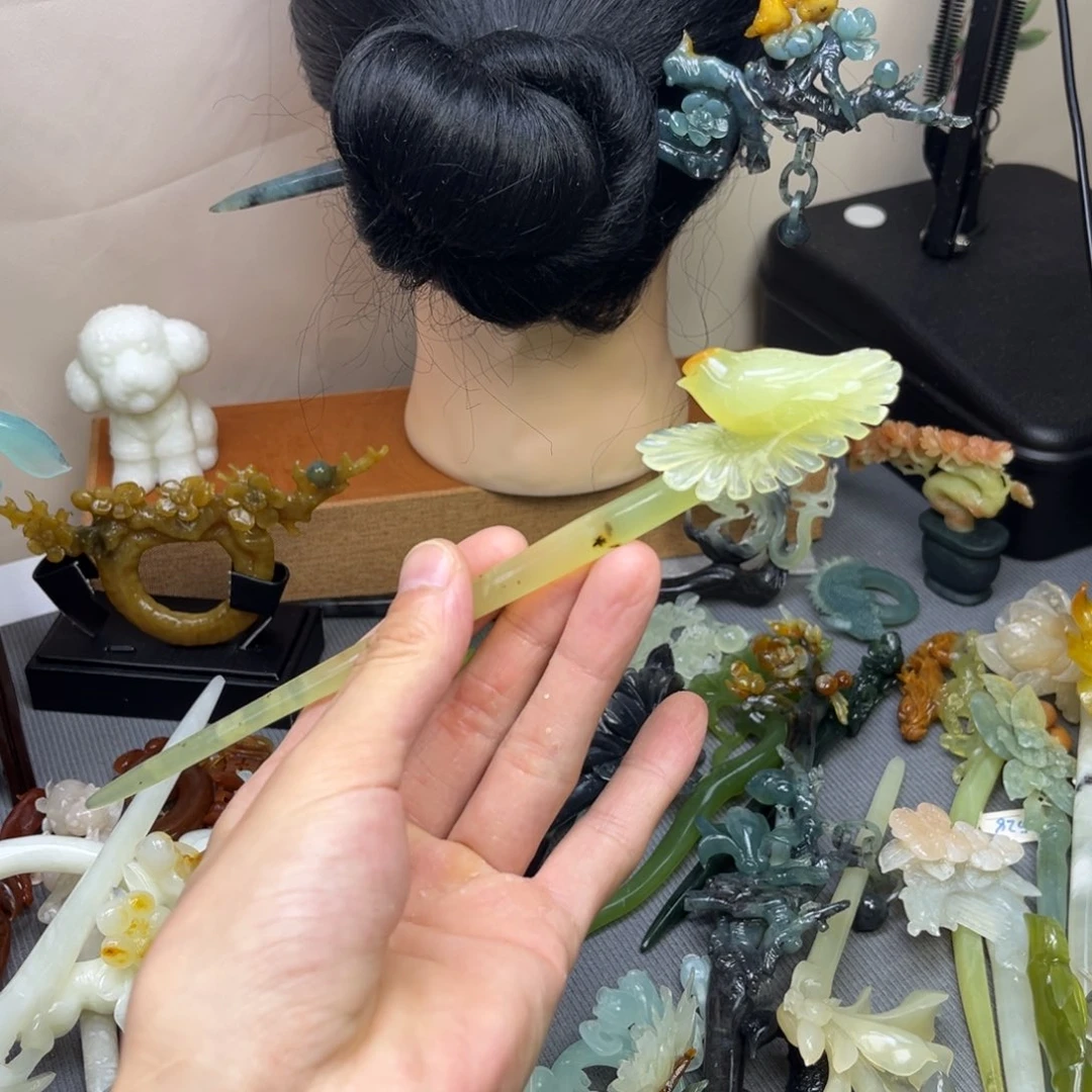 蛇纹石玉合金发饰