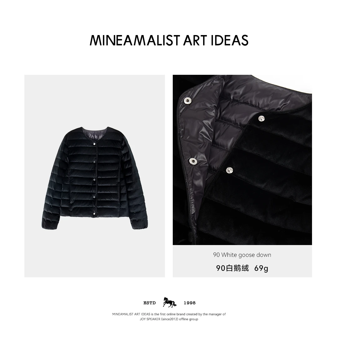 MINEAMALIST ART IDEAS秋冬圆领轻薄丝绒90白鹅绒外套2540M