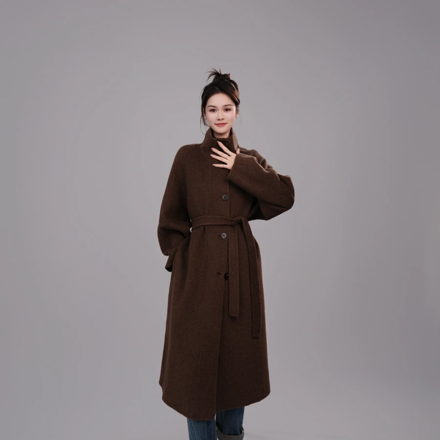 韩版气质大衣小个子气质网红百搭秋季秋冬中长款宽松女士双面呢