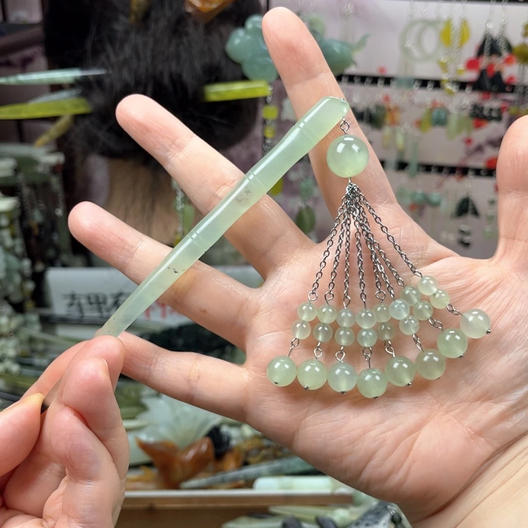 岫玉未镶嵌发饰长度14.5厘米左右