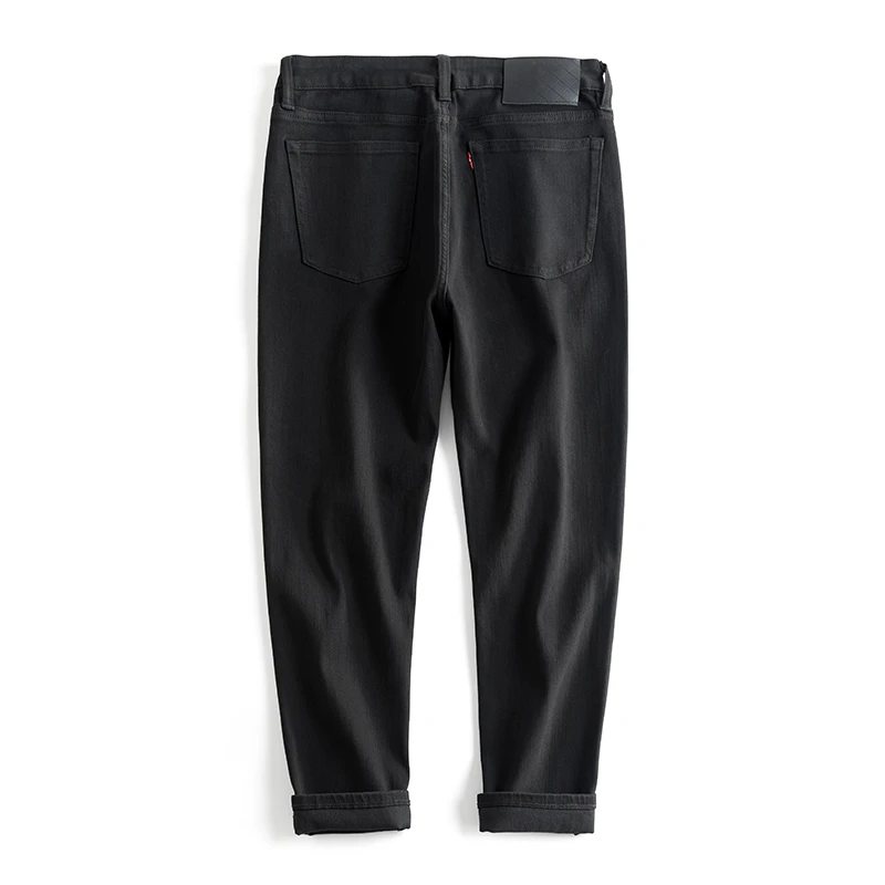 秋冬不掉色牛仔裤男士黑色九分裤微宽松小直筒360度弹性2个裤长选