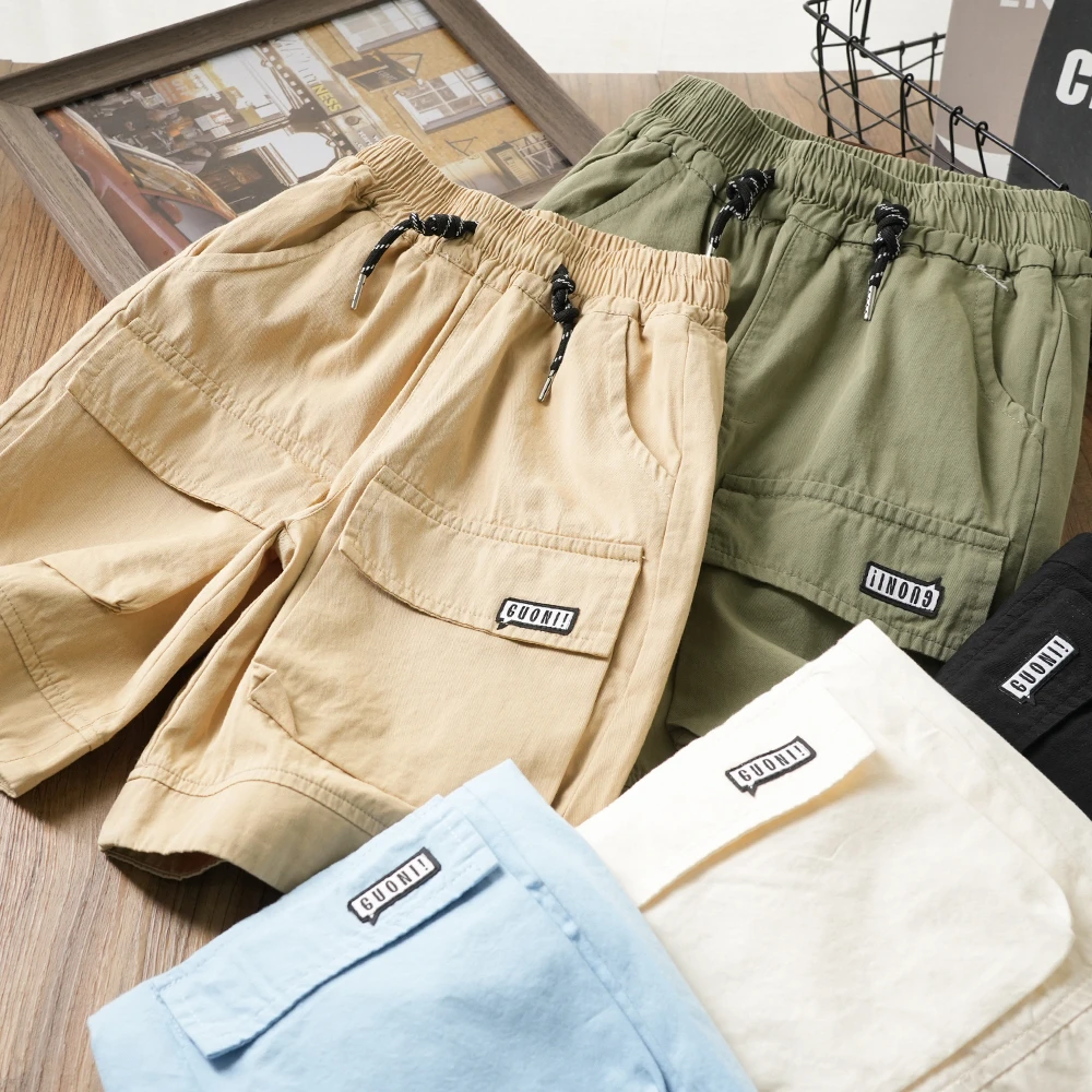 夏季帅气儿童口袋工装裤五分裤中大童男童百搭短裤S973