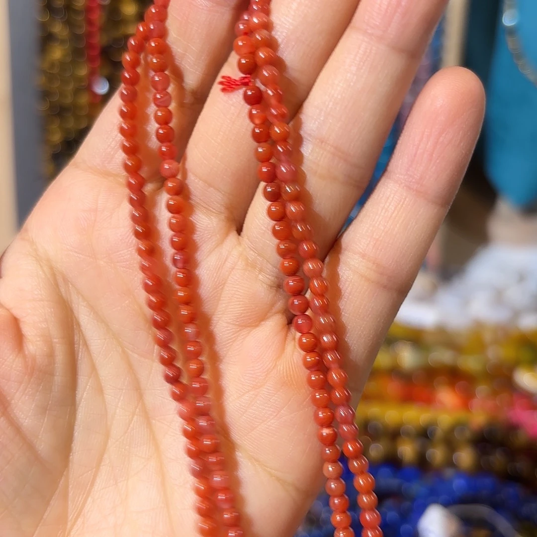 玛瑙/玉髓银S925镀金镶嵌珠宝半成品南红玛瑙卡4一条60cm