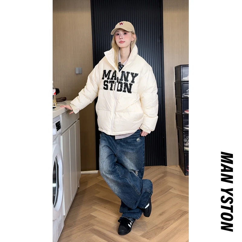 美式三防羽绒服百搭日常冬季2024新款90白鸭绒情侣休闲面包服外套