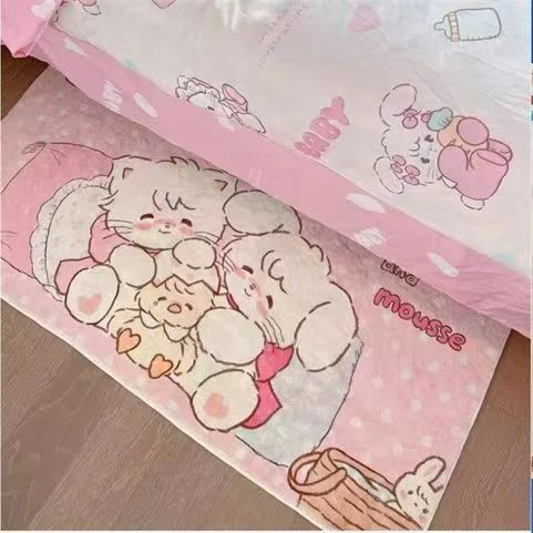 mikko长款碎花粉色可爱床边地垫卧室飘窗长方形少女心地毯