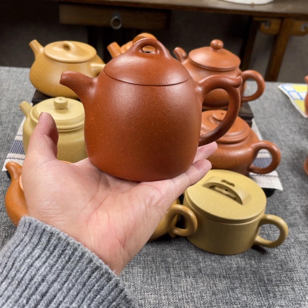 紫砂茶壶红降坡秦全全手30目210纯红
