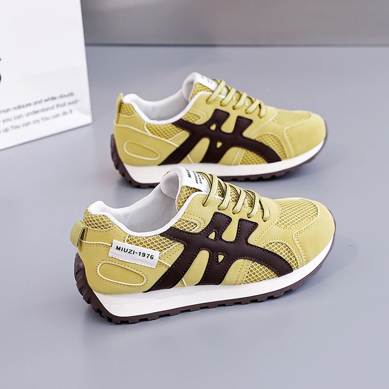 夏季时尚休闲鞋多巴胺复古德训女鞋网面休闲鞋软底女款鞋子女鞋