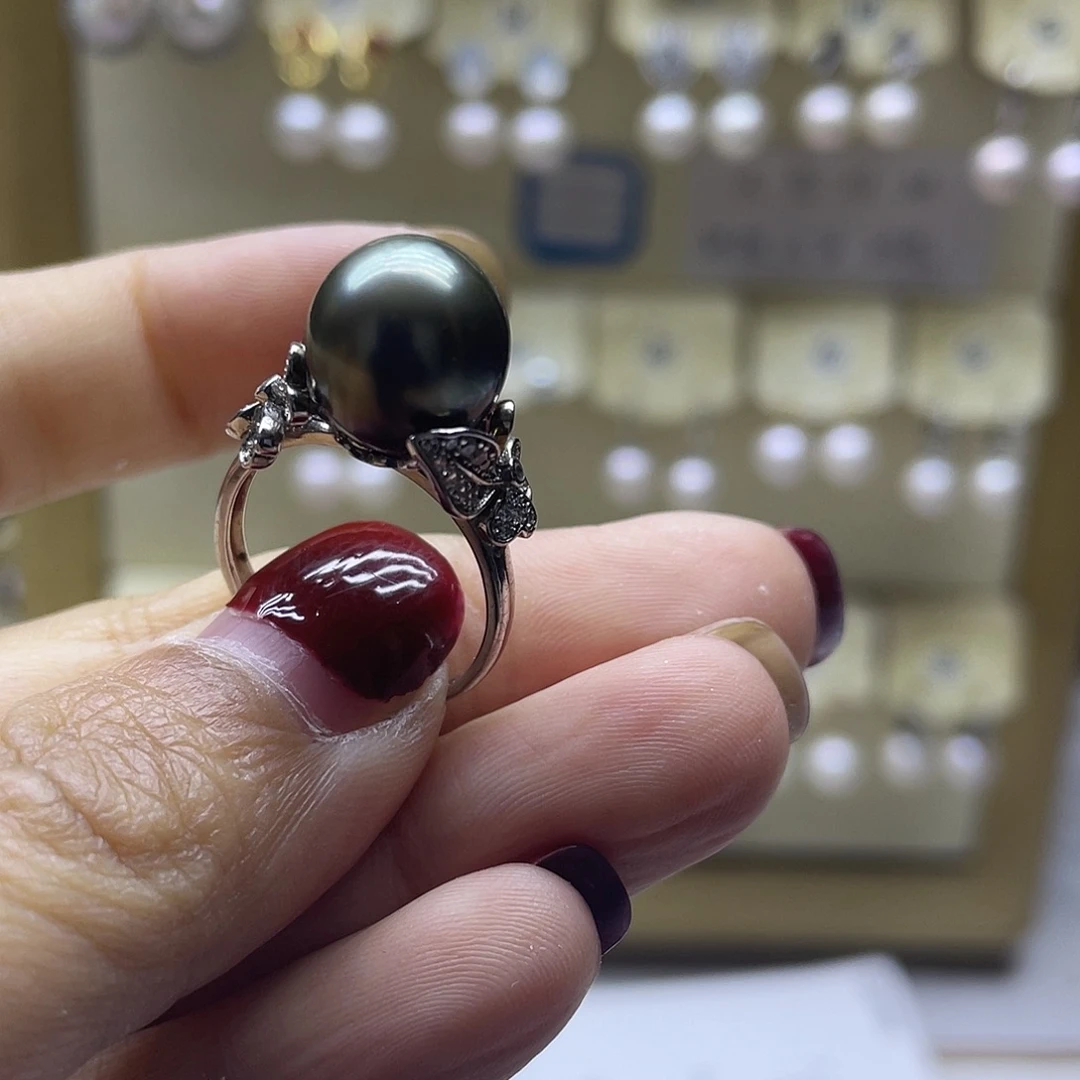 戒指海水珍珠银S925镶嵌