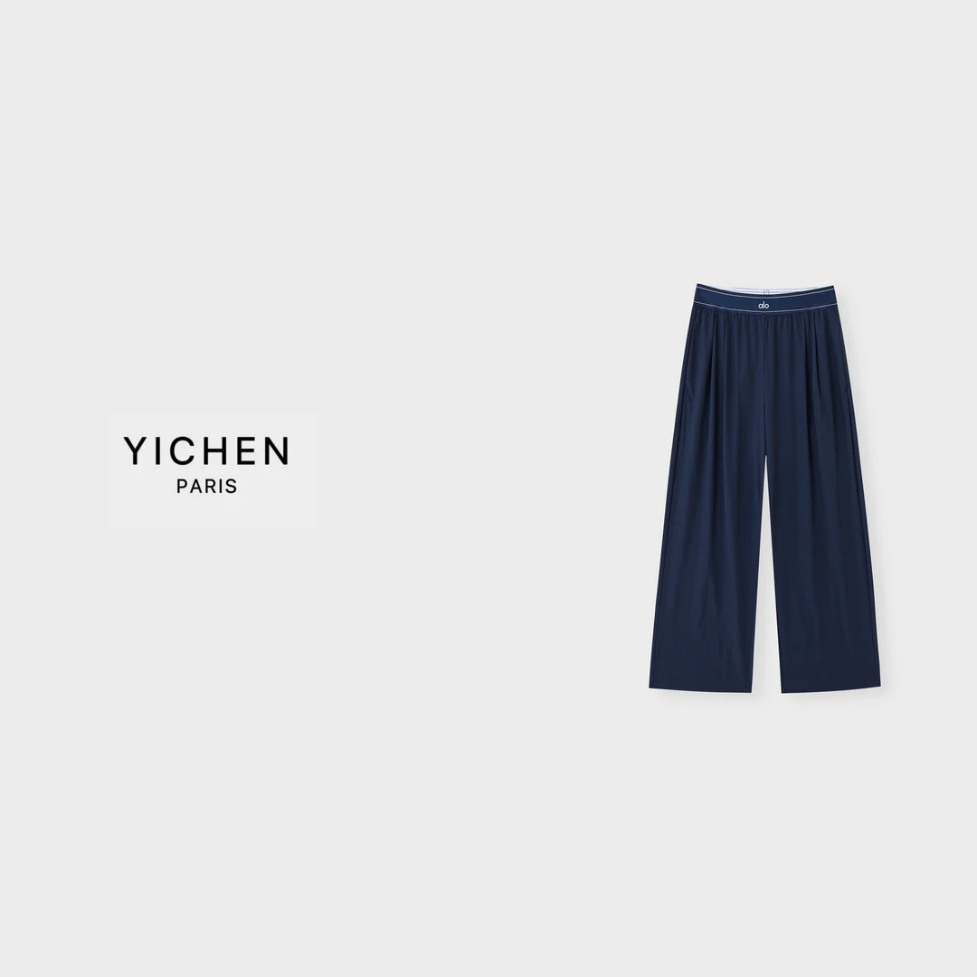 YC 字母徽标藏蓝色休闲百搭运动阔腿裤-1881