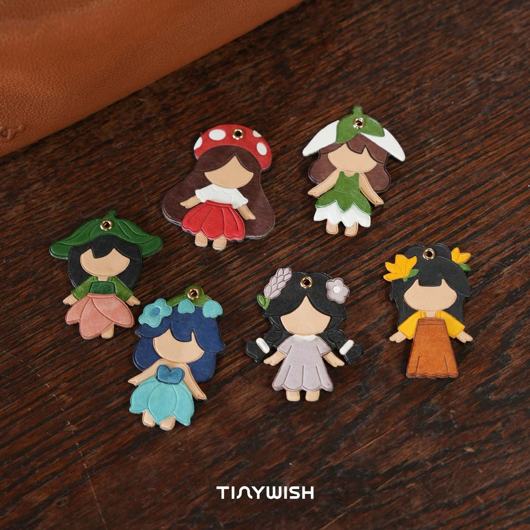 TINYWISH微许 小花仙系列皮革饰品 箱包挂件可爱国风磁贴
