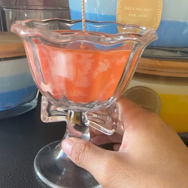 ****宝玻璃荔枝玫瑰香薰蜡烛