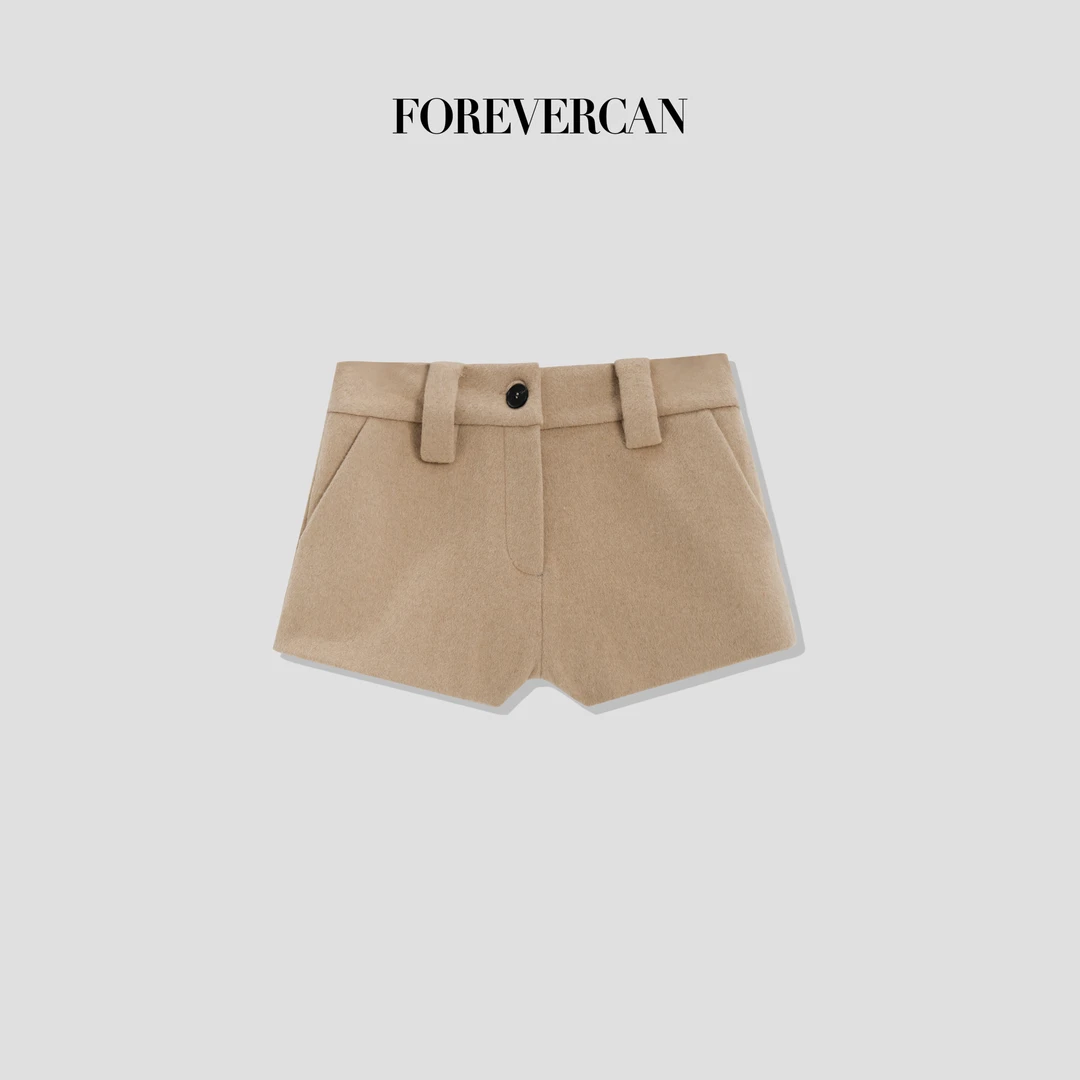 FOREVERCAN“英爵报社”客订美利奴羊毛呢百搭中高腰短裤 SP22473B