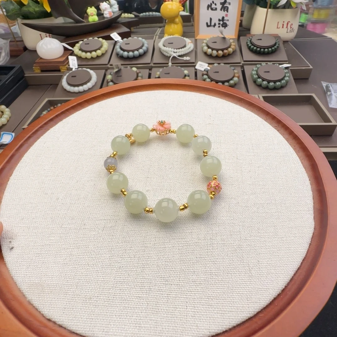 和田玉未镶嵌手链卡12晴水DIY，三生三世十里桃花，75