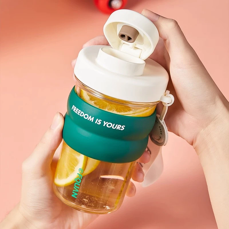 富全tritan材质耐高温桌面杯简约便携户外防摔小学生学生水杯