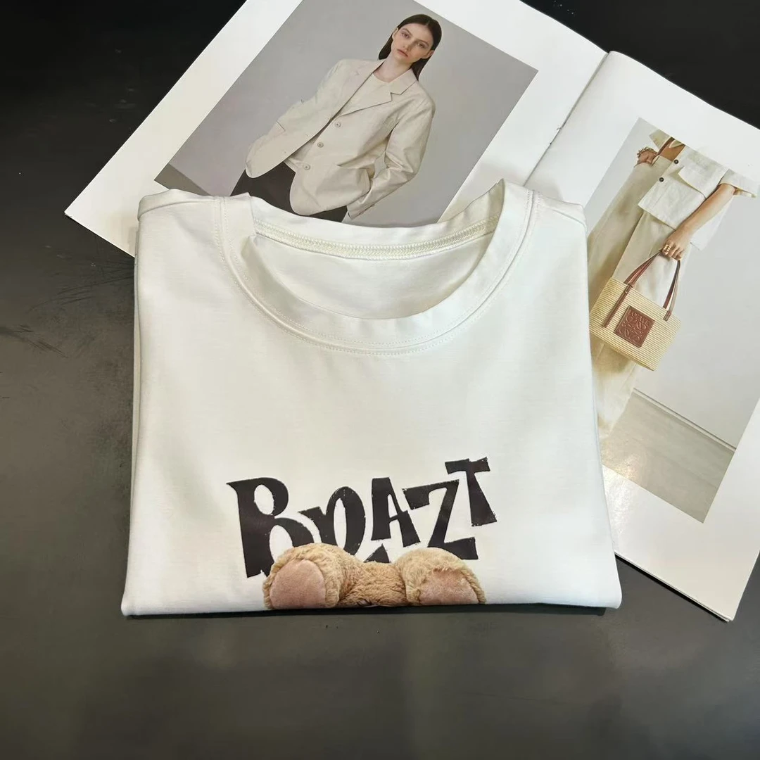 儿童休闲白色夏季印花圆领短袖C3583