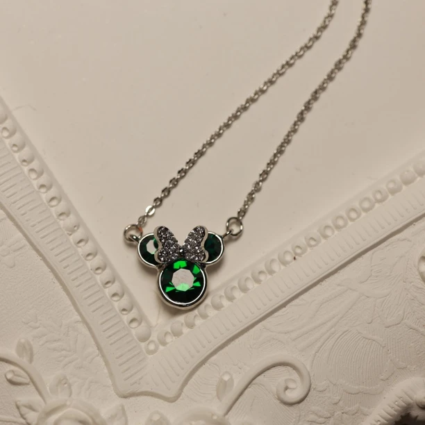 铜合金锆石项链 米妮幸运绿锆项链甜美百搭小众女款轻奢锁骨链