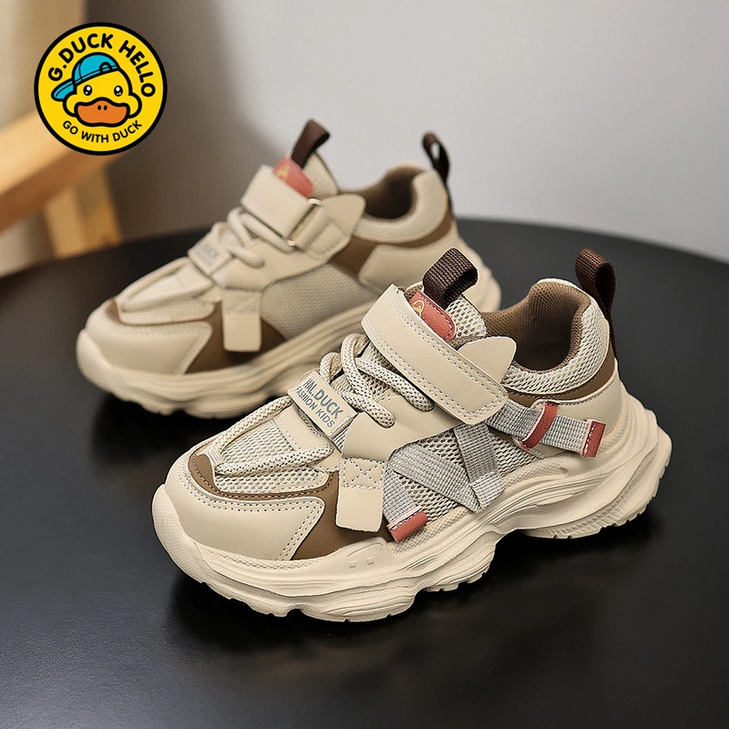 小黄鸭童鞋男童春季2025新款网面春秋女童透气学生中小儿童运动鞋