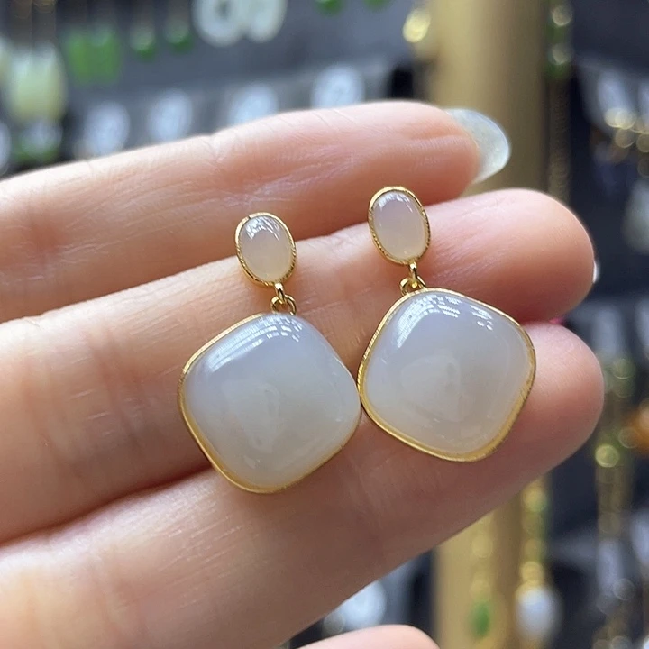 和田玉银S925镀金镶嵌颈饰