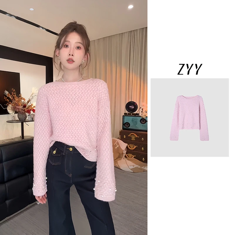 ZYY【融雪秋月】2025S/S新品纯色编织套头毛针织衫X25DMZZS04985