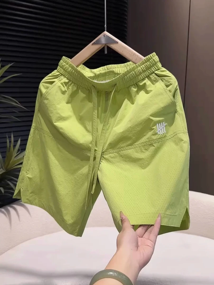 夏季新款激光打孔速干休闲短裤男潮牌宽松百搭透气冰丝运动五分裤