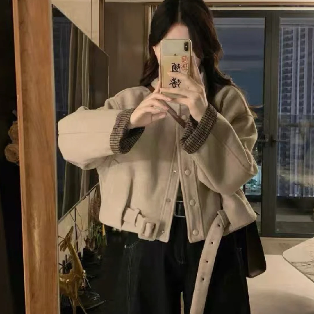 8809次品清仓大码高级感立领毛呢外套找样