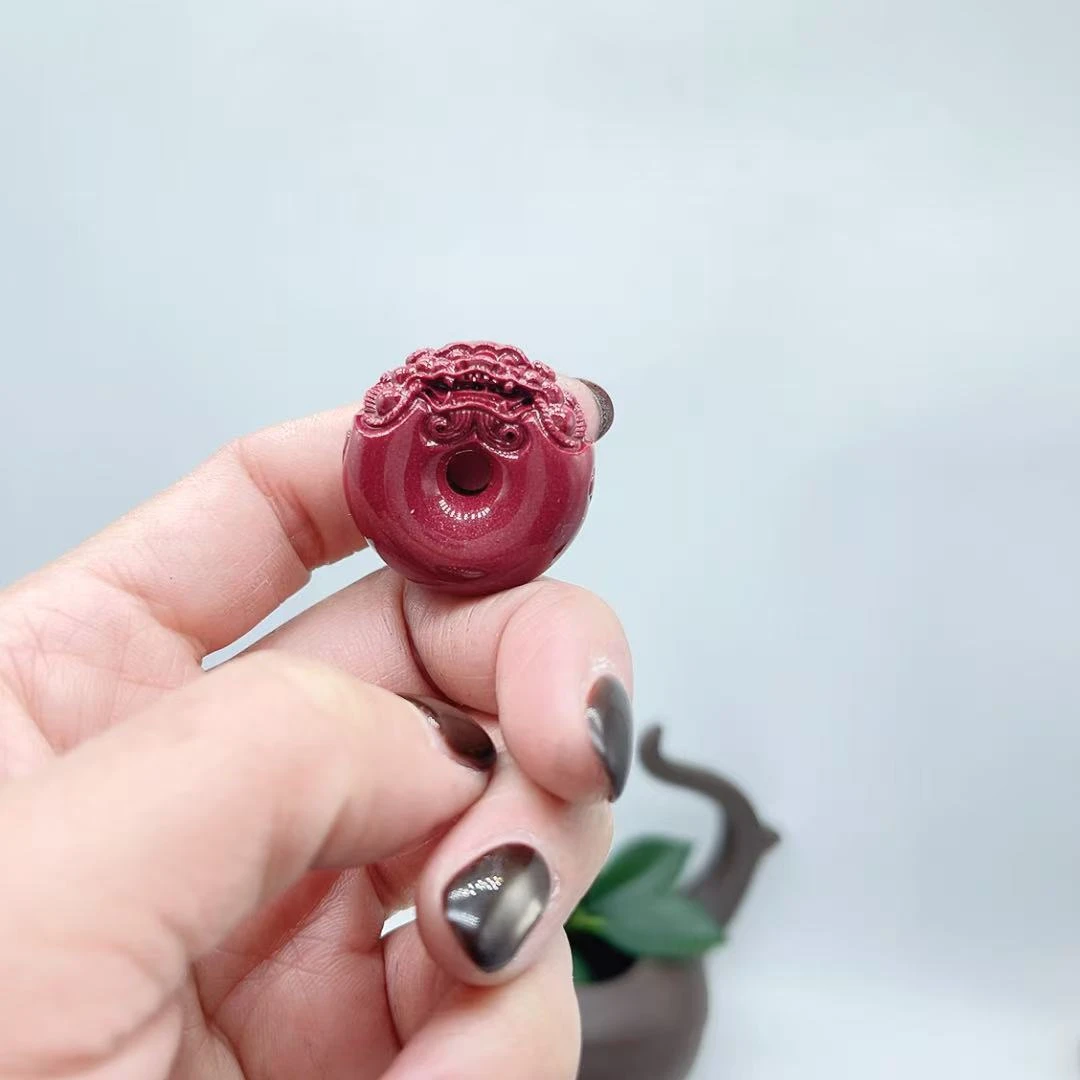 含辰砂工艺品【玉美人曌璞阁】朱砂貔貅扣吊坠约卡28（多样性发一）