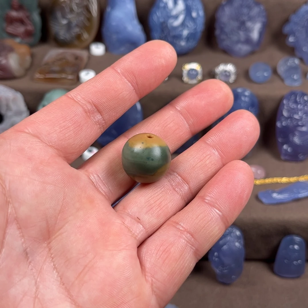 玛瑙吊坠未镶嵌阿拉善彩玉转运珠