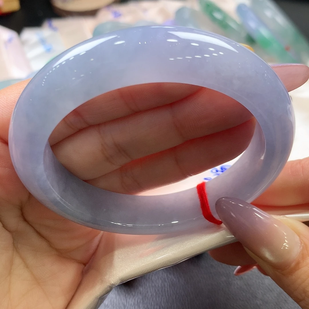 翡翠未镶嵌手镯58.9正大漏冰胶紫