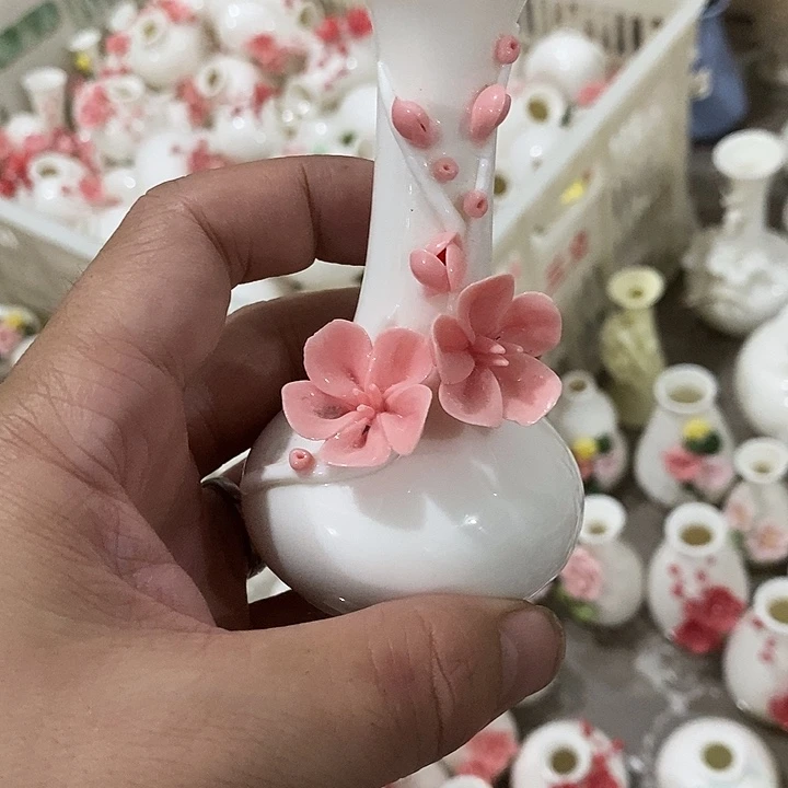 瓷片纯手工陶瓷花摆件瑕